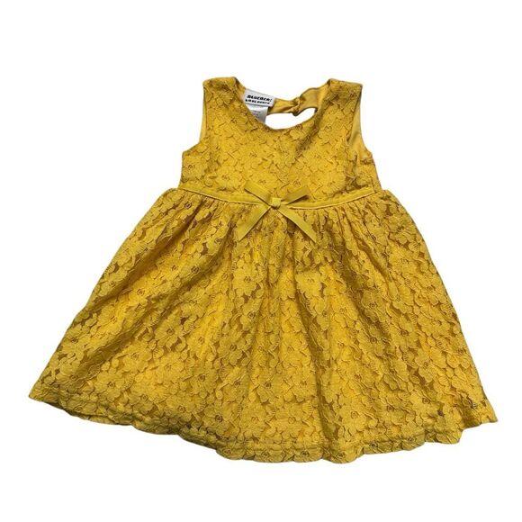 Blueberi Boulevard Yellow Lace Baby Girl Dress 18M Sleeveless Lined - Picture 1 of 4
